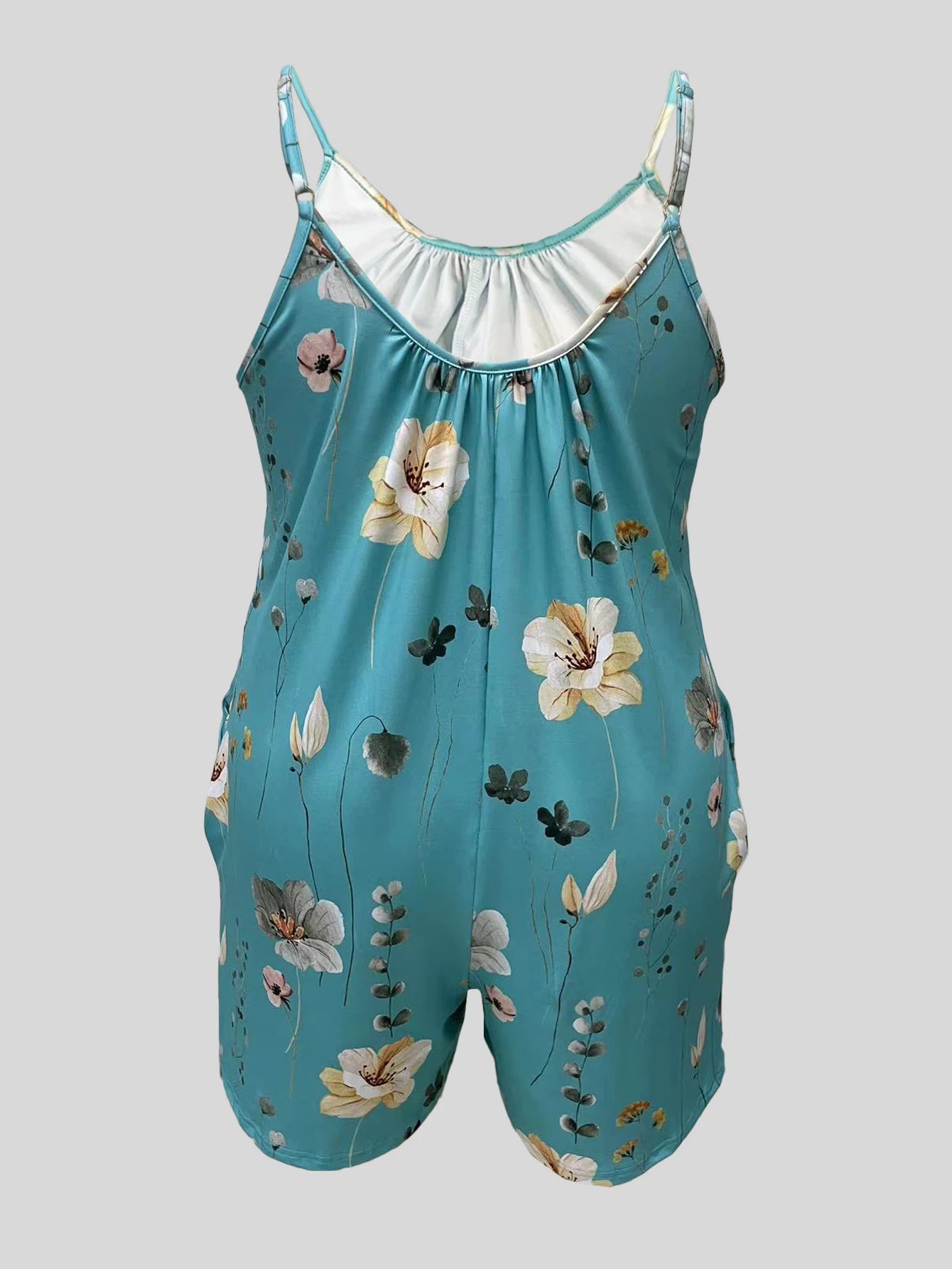Plus Size Floral Cami Romper Jumpsuit | Wovetsa