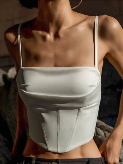 Spaghetti Strap Backless Bandage Crop Top | Wovetsa