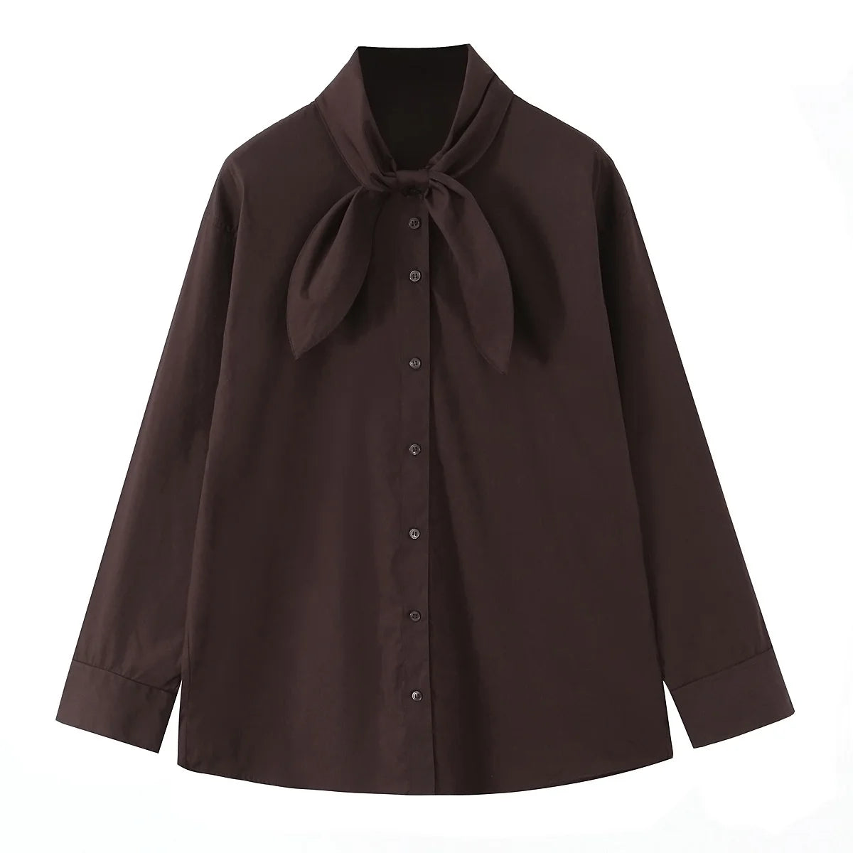 Scarf-Detail Loose Shirt | Wovetsa