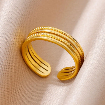 Gold-Tone Stainless Steel Cocktail Ring | Wovetsa