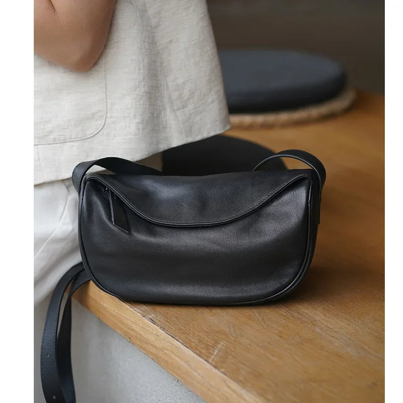 Genuine Leather Saddle Crossbody Bag | Wovetsa