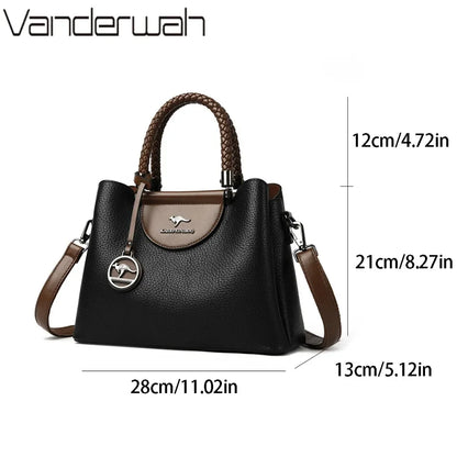 3-Layer PU Leather Tote Shoulder Bag | Wovetsa