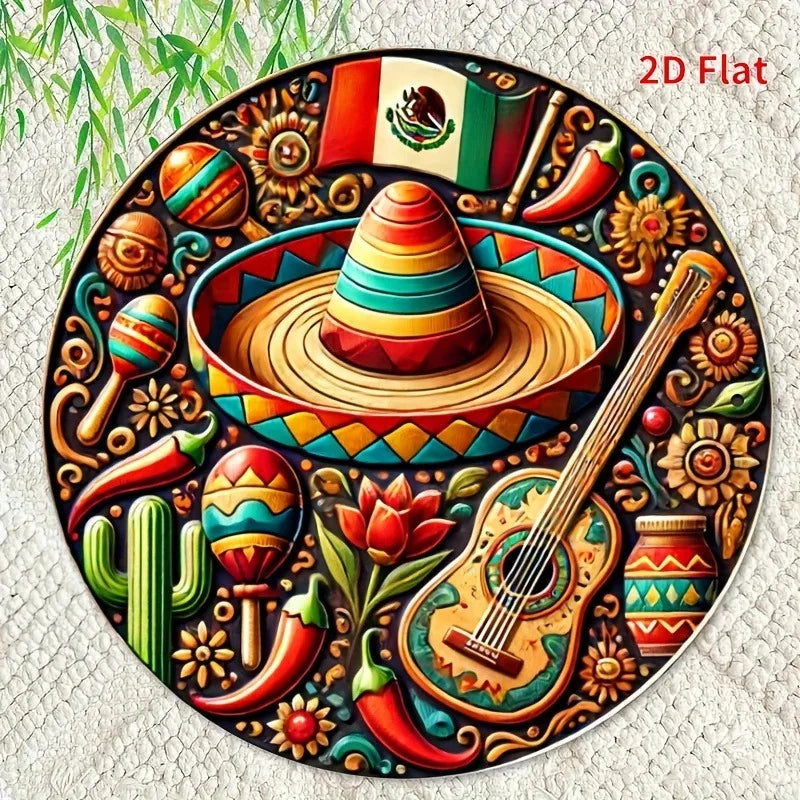 Mexican Round Metal Wall Art | Wovetsa