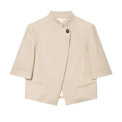 Short Sleeve Blazer with Shoulder Pads | Wovetsa