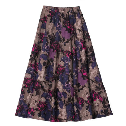 Bohemian Floral Print Cotton Linen Maxi Skirt | Wovetsa
