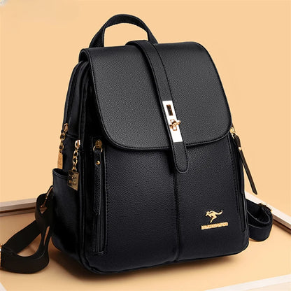 Women's PU Leather Backpack with Lock Detail | Wovetsa