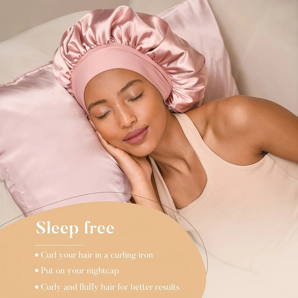 Satin Silk Sleep Cap & Heatless Curler Set | Wovetsa
