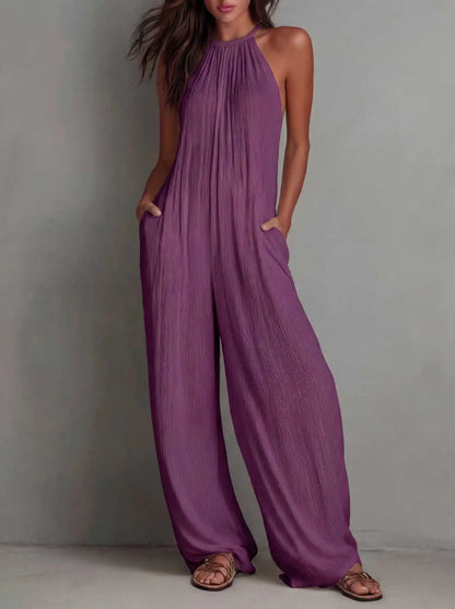 Halter Neck Wide Leg Jumpsuit | Wovetsa