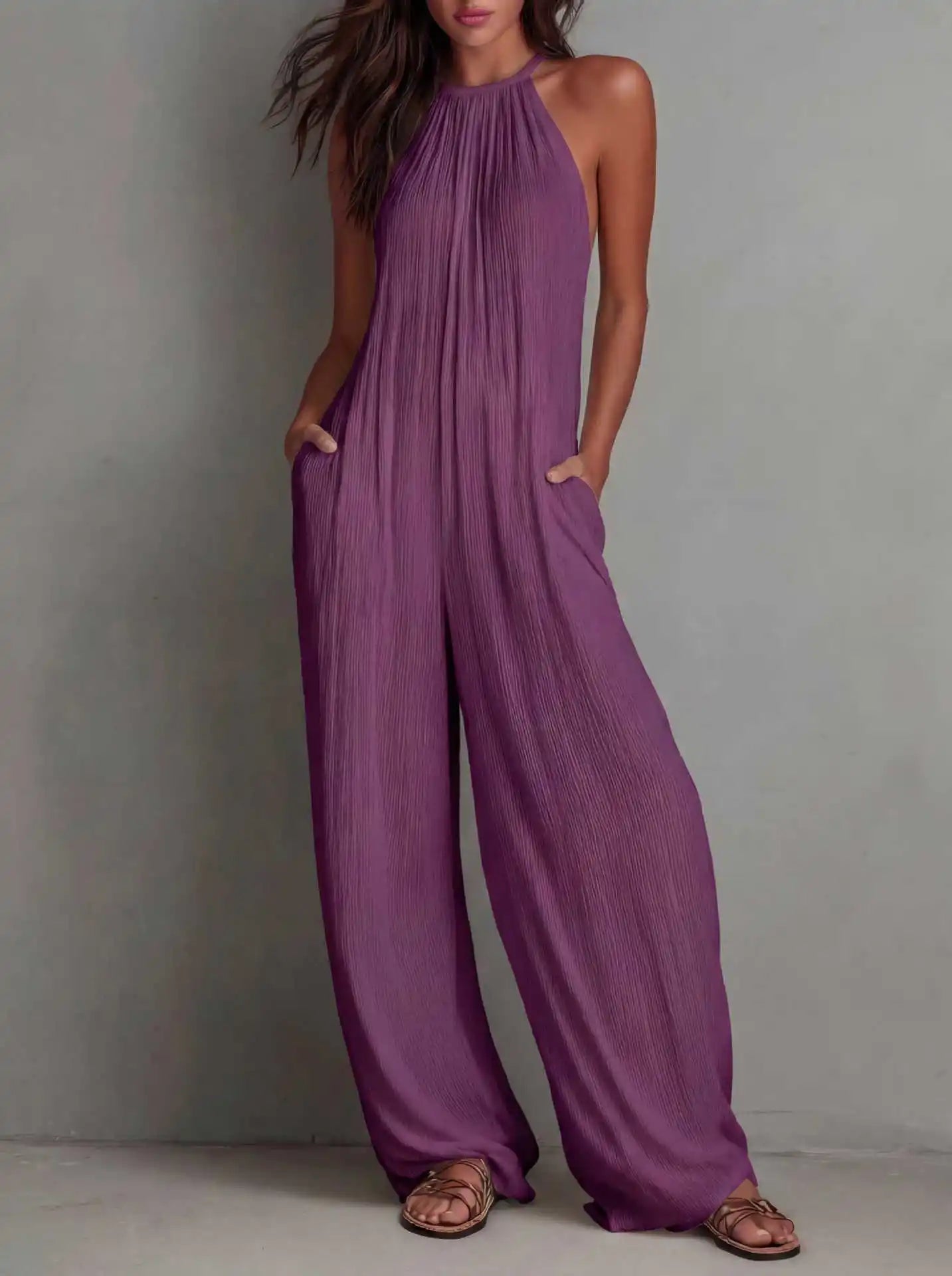 Halter Neck Wide Leg Jumpsuit | Wovetsa