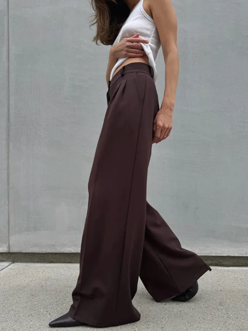 High-Waist Wide Leg Office Trousers | Wovetsa