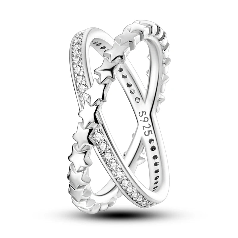 925 Silver Sparkling Zircon Star Ring | Wovetsa