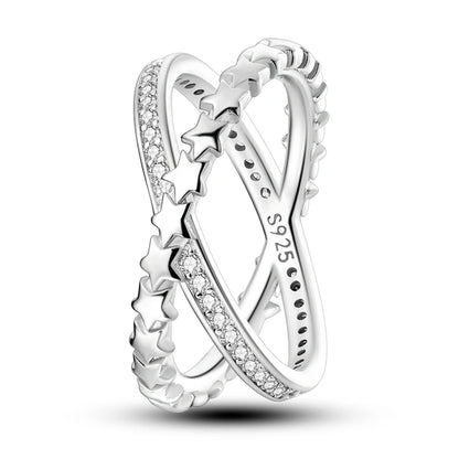 925 Silver Sparkling Zircon Star Ring | Wovetsa