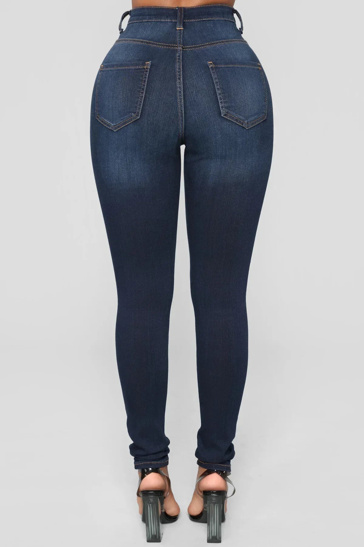High Waist Ankle-Length Slim Denim Pants | Wovetsa