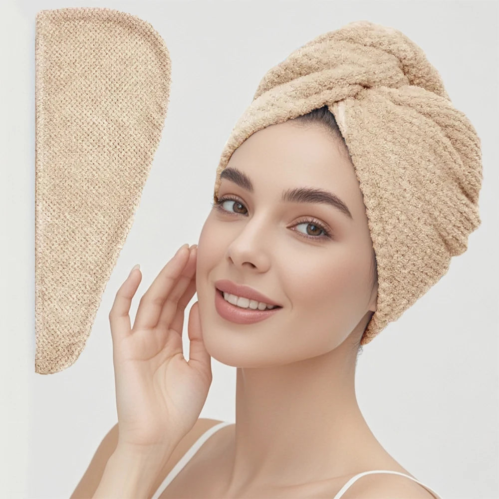 Microfiber Hair Towel Wrap Fast Drying Button-Down | Wovetsa