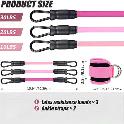 Ankle Strap Resistance Bands Set for Women — Glute & Hip Workout | Wovetsa