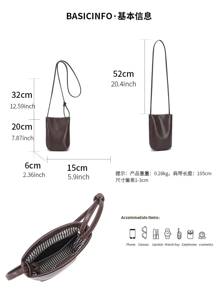 Genuine Leather Mini Shell Crossbody Bag | Wovetsa