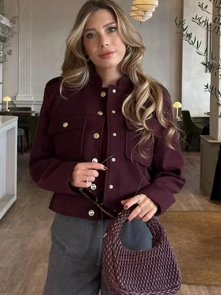 Vintage Wine Red Single Breasted Jacket | Wovetsa
