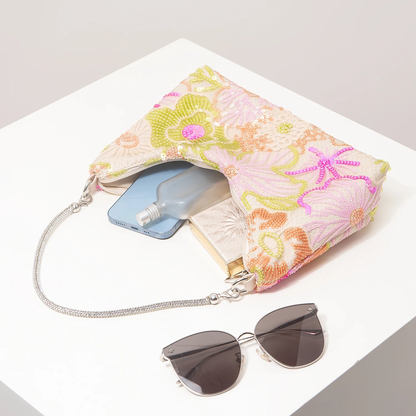Floral Sequin Embroidered Party Bag | Wovetsa