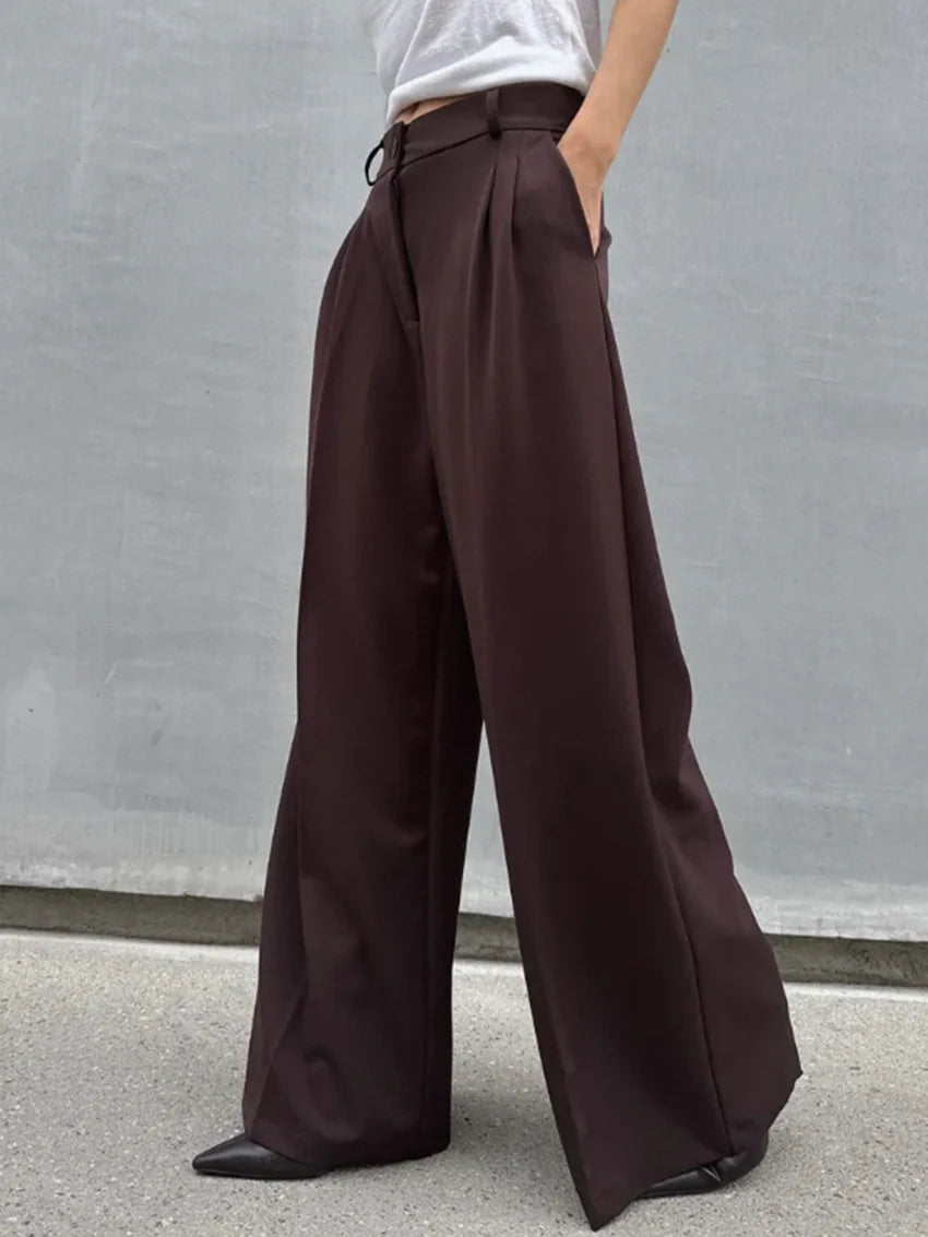 High-Waist Wide Leg Office Trousers | Wovetsa