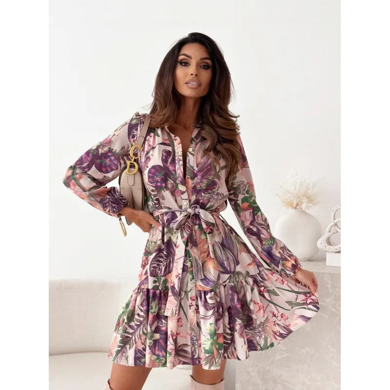Floral Lantern Sleeve Midi Dress | Wovetsa