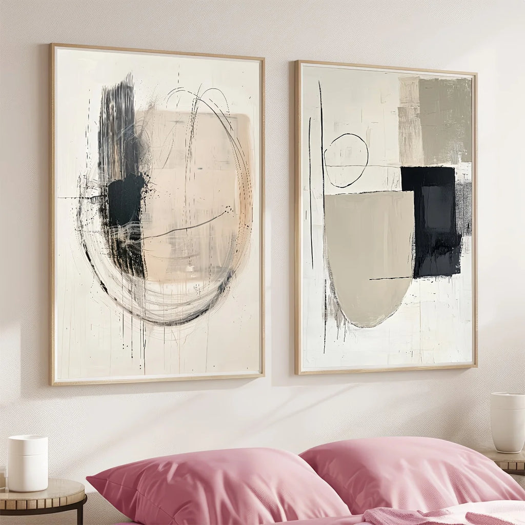 Set of 2 Geometric Abstract Canvas Prints | Wovetsa