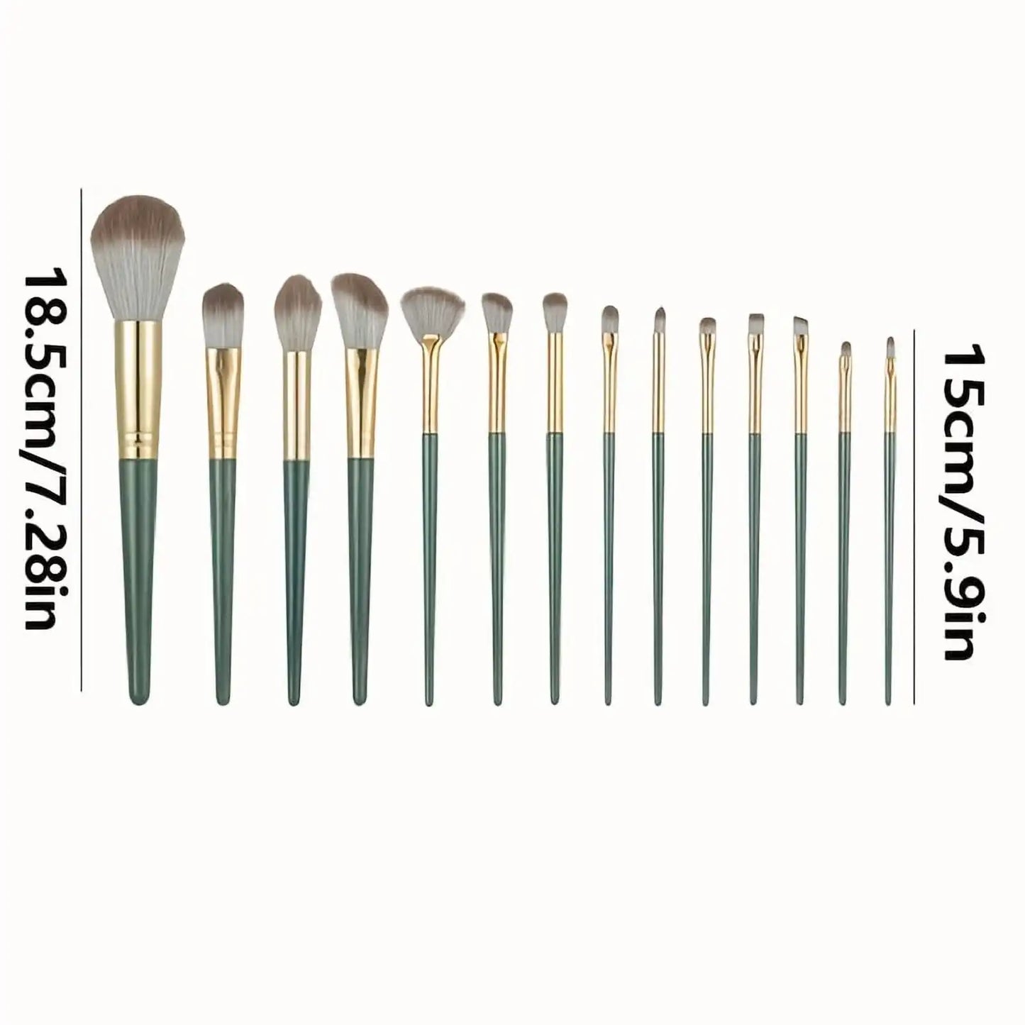 14-Piece Jade Green Makeup Brush Set with Travel Pouch | Wovetsa