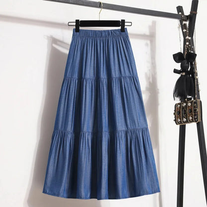High Waist A-Line Pleated Midi Dress | Wovetsa