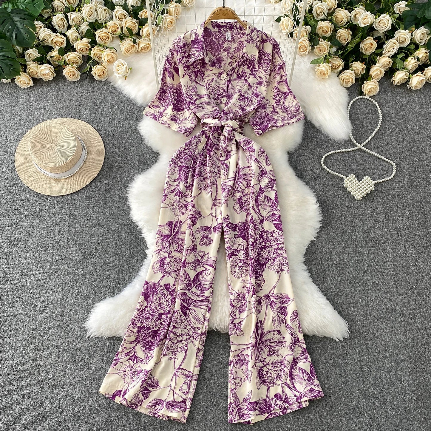 Floral Wide-Leg Jumpsuit | Wovetsa