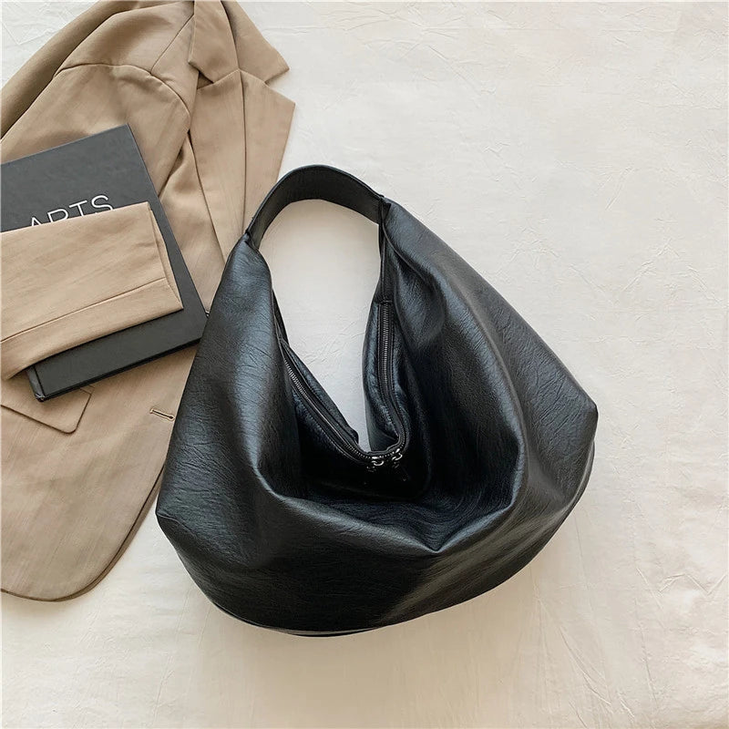 Oversized Soft Leather Hobo Shopper Bag | Wovetsa