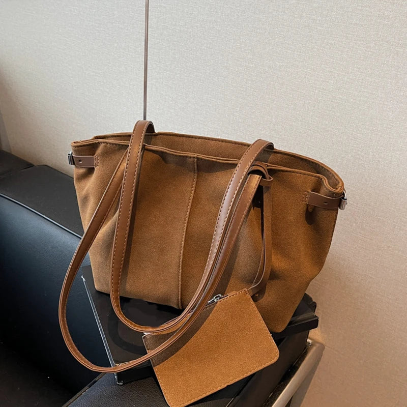 Large Suede Bucket Tote Bag | Wovetsa