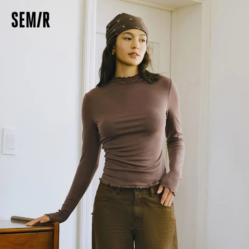 Wool Ruffled Trim Knit Top | Wovetsa