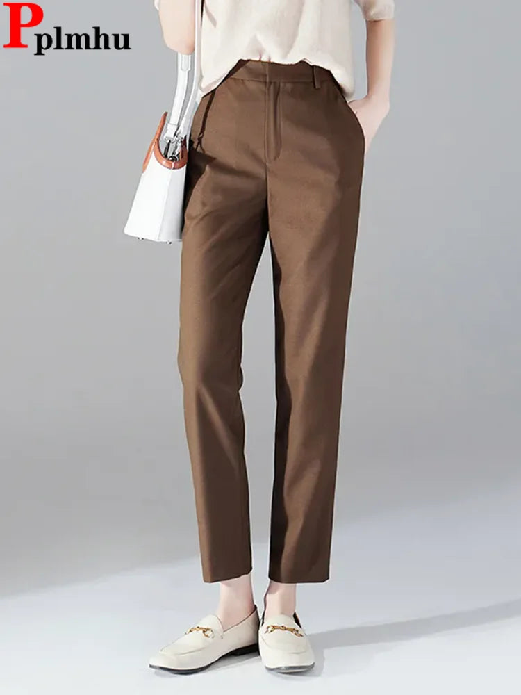 High-Waist Straight Suit Trousers | Wovetsa