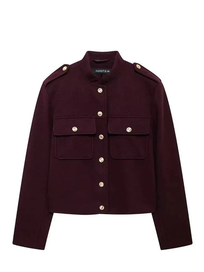 Vintage Wine Red Single Breasted Jacket | Wovetsa