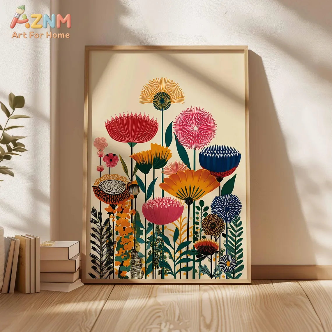Colorful Botanical Floral Canvas Print | Wovetsa