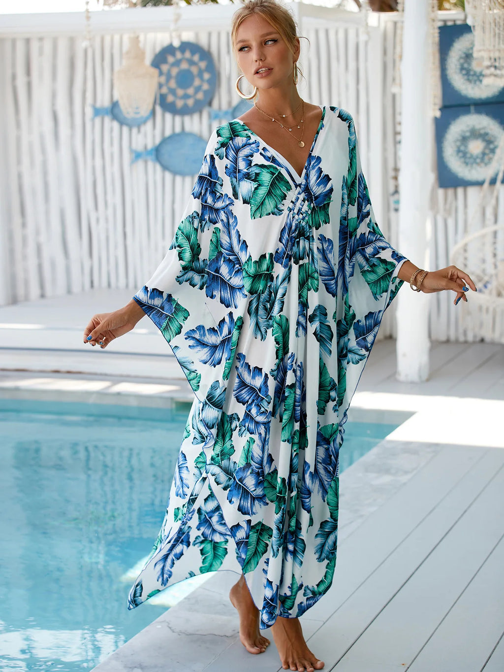 Animal Print Kaftan Beach Cover-Up Dress | Wovetsa