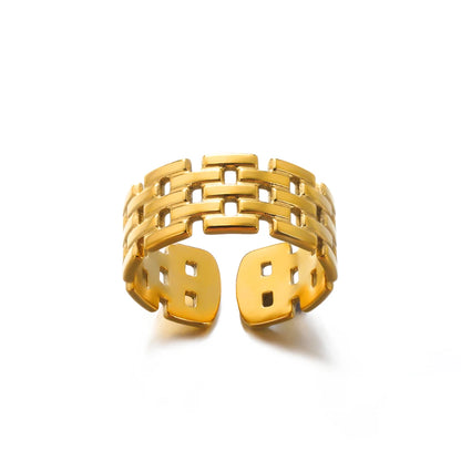 Gold-Tone Stainless Steel Cocktail Ring | Wovetsa