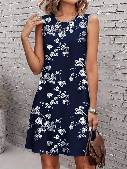 Floral Print Sleeveless Midi Dress | Wovetsa