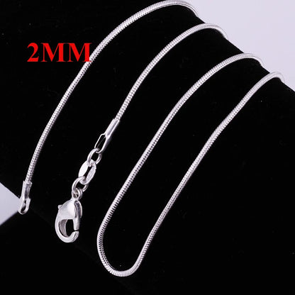 925 Silver Snake Chain Necklace (1mm / 2mm / 3mm) | Wovetsa