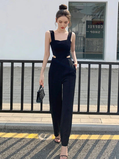 Backless Hollow-Out Wide Leg Jumpsuit | Wovetsa