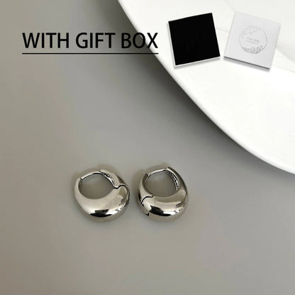 3D Oval Metal Stud Earrings | Wovetsa