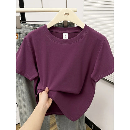 Solid Short Sleeve Casual Top | Wovetsa