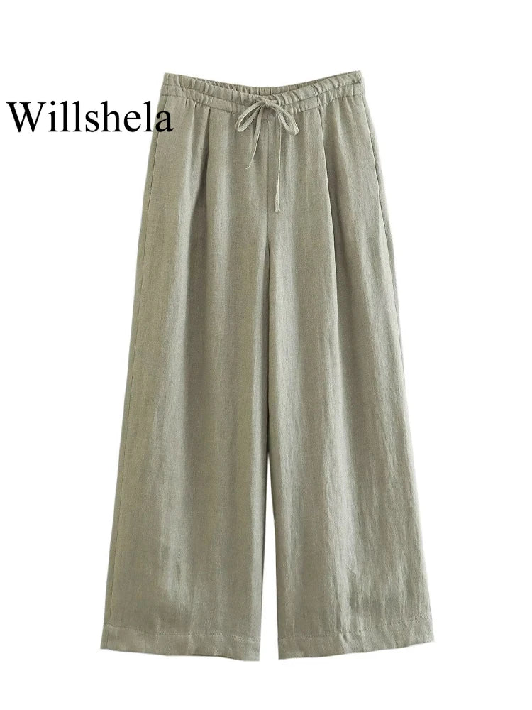 Women's Tailored Two Piece Set – V-Neck Vest & Wide Leg Pants
