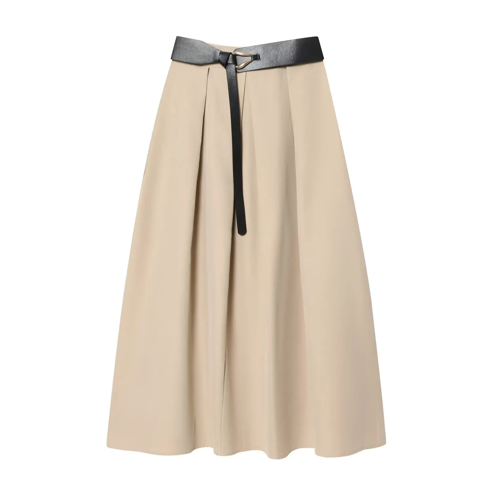 Vintage Draped A-Line Maxi Skirt with Belt | Wovetsa