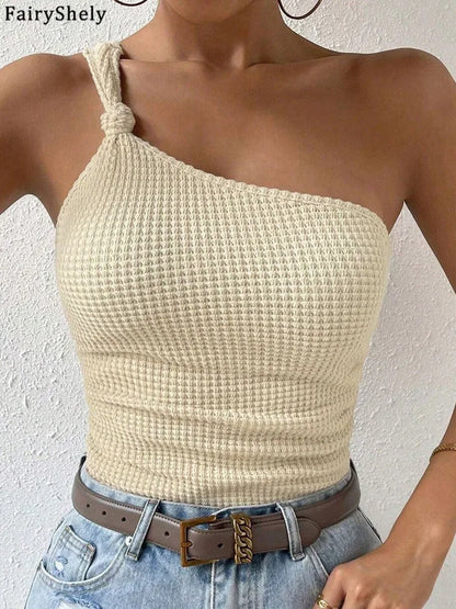 One-Shoulder Bodycon Crop Top | Wovetsa