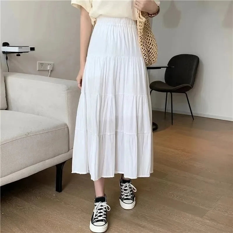 High Waist A-Line Pleated Midi Dress | Wovetsa