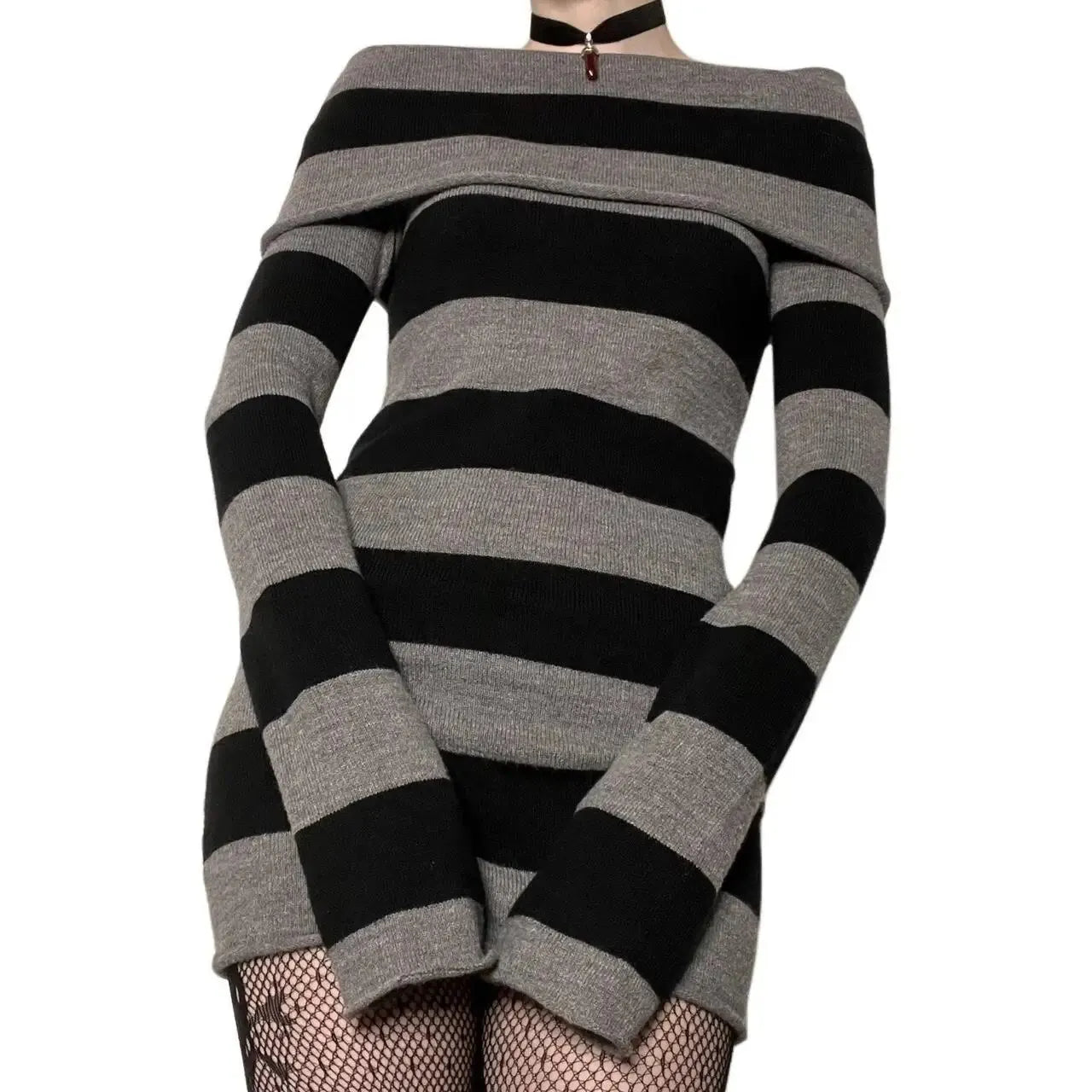 Striped Off-Shoulder Bodycon Mini Dress | Wovetsa
