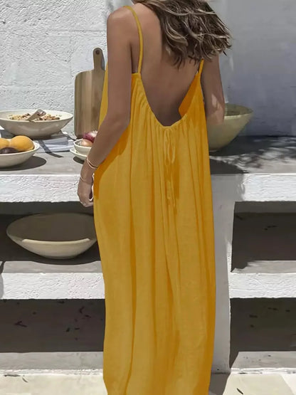 Loose Fit Spaghetti Strap Vacation Dress | Wovetsa
