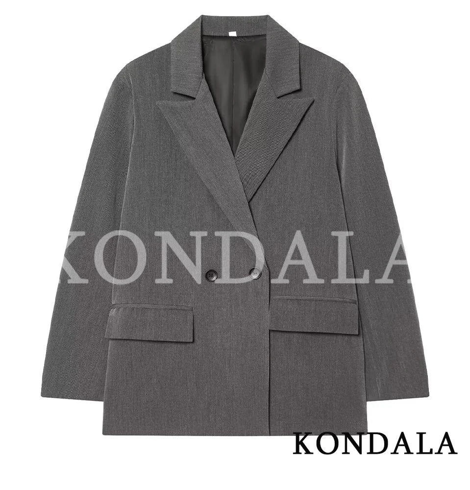 Double Breasted Notched Lapel Blazer | Wovetsa
