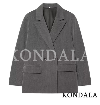 Double Breasted Notched Lapel Blazer | Wovetsa