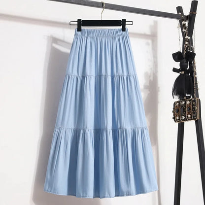 High Waist A-Line Pleated Midi Dress | Wovetsa